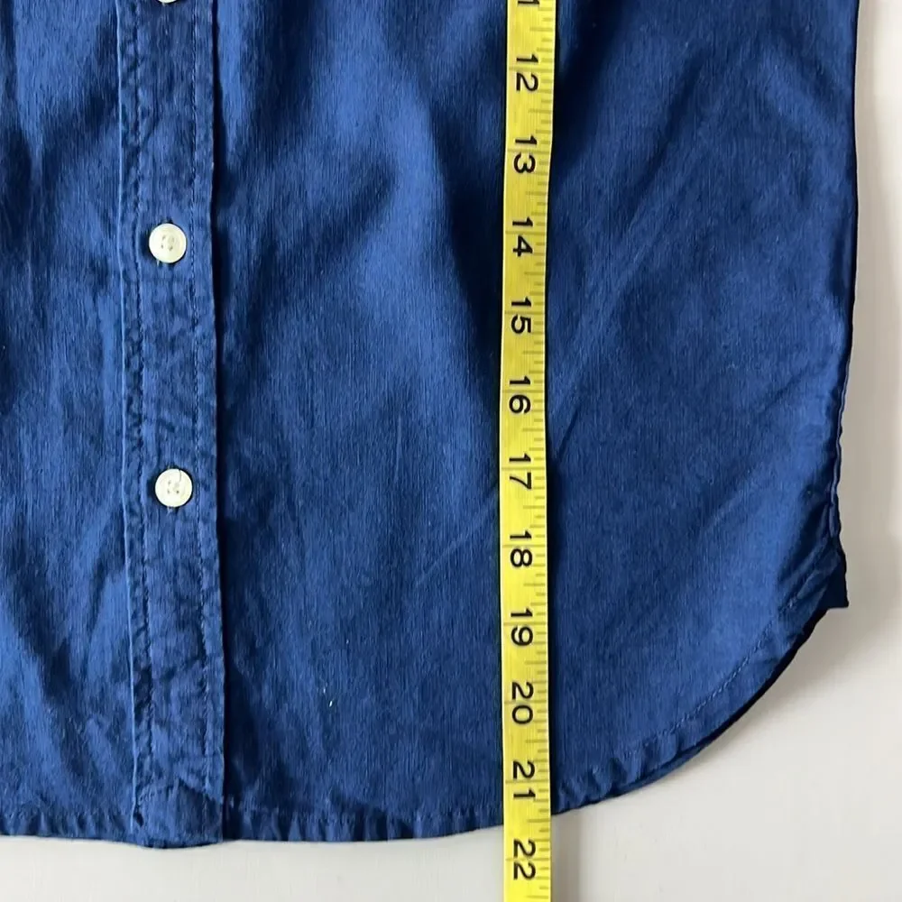 GAP Blue Button Down Shirt Long Sleeve Linen Cotton Blend